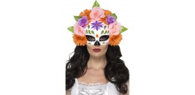 Semimáscara floral del día de muertos