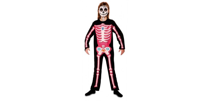 Disfraz de Esqueleto día de muertos rosa