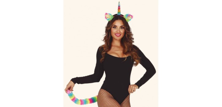 Conjunto unicornio: diadema, cola