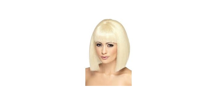 peluca media melena rubia
