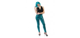 LEGGINGS SIRENA/ESCAMAS AZUL ADULTO